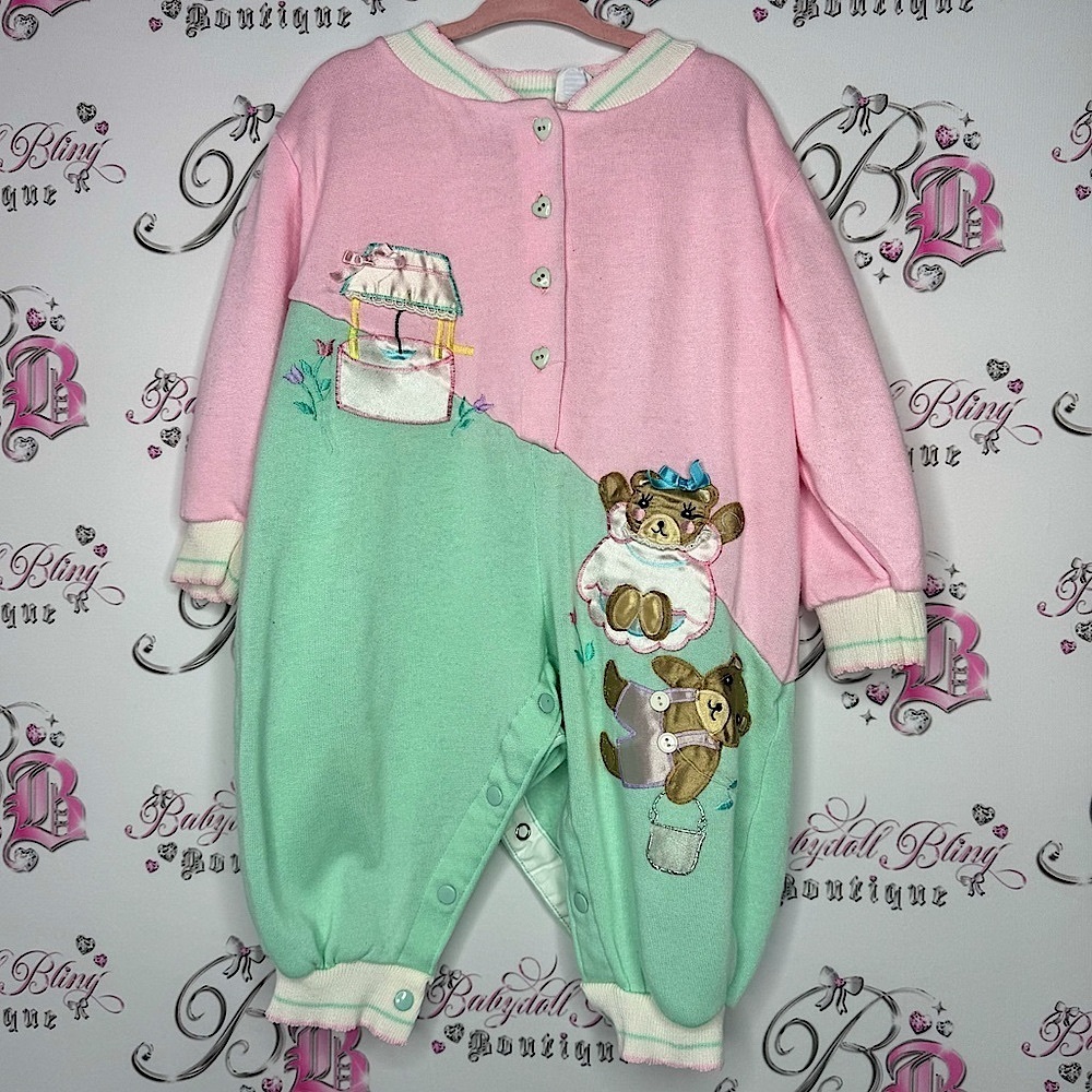 Joggles jumper 18MOS vintage heart buttons pastel teddy bears waterwell cute